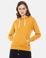 Shop Women's Yellow Solid Stylish Casual Hooded Sweatshirt-Full