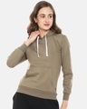 Shop Women's Green Solid Stylish Casual Hooded Sweatshirt-Full