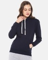 Shop Women's Blue Solid Stylish Casual Hooded Sweatshirt-Full