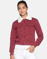 Shop Women's Solid Maroon Stylish Casual Jacket-Front