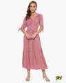 Shop Women Solid Stylish Casual Long Dress Dress-Front