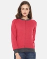 Shop Women's Maroon Solid Stylish Casual Sweatshirt-Front