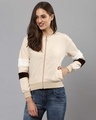 Shop Women's Beige Solid Stylish Casual Sweatshirt-Front