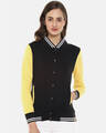 Shop Women's Yellow & Black Stylish Casual Varsity jacket
