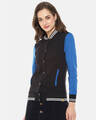 Shop Women's Blue & Black Stylish Casual Varsity jacket