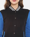 Shop Women's Blue & Black Stylish Casual Varsity jacket