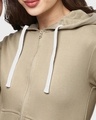 Shop Women's Green Solid Stylish Casual Zipper Hooded Sweatshirt-Full