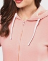 Shop Women's Pink Solid Stylish Casual Zipper Hooded Sweatshirt-Full