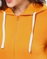 Shop Women's Yellow Solid Stylish Casual Zipper Hooded Sweatshirt-Full