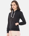 Shop Women's Black Solid Stylish Casual Zipper Hooded Sweatshirt-Design
