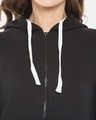 Shop Women's Black Solid Stylish Casual Zipper Hooded Sweatshirt