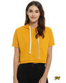 Shop Women Solid Stylish Mustard Casual Crop Top-Front