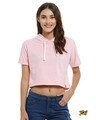 Shop Women Solid Stylish Pink Casual Crop Top-Front