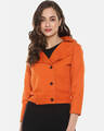 Shop Women's Orange Windcheater Denim Jacket-Front