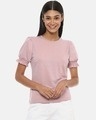 Shop Women's Pink Stylish Casual Top-Front
