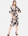 Shop Women Stylish Floral Design & Front Drawstring Casual Dress-Front