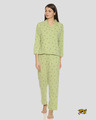 Shop Women's Light Green Printed Stylish Night Suit-Front