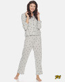 Shop Women's Light Grey Printed Stylish Night Suit-Front