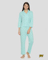 Shop Women's Light Blue Printed Stylish Night Suit-Front