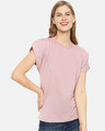 Shop Women Stylish Solid Short Sleeve Casual Top-Front