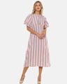 Shop Women Stylish Striped Design Casual Dresses-Front