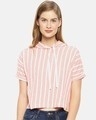 Shop Women Stylish Striped Half Sleeve Casual Top-Front