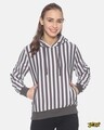 Shop Women Stylish Striped Hooded Sweatshirt-Front