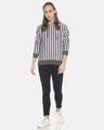 Shop Women Stylish Striped Hooded Sweatshirt