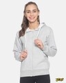 Shop Women Stylish Zipper Solid Hooded Sweatshirt-Front