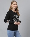 Shop Women's Black Typography Print Stylish Casual Sweatshirt-Full