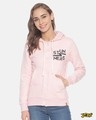 Shop Women Zipper Stylish Printed Hooded Sweatshirt-Front