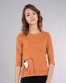Shop Can't See Me Round Neck 3/4 Sleeve T-Shirt Vintage Orange-Front