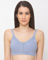 Shop Women's Light Blue Full Support Cotton Non-Padded Wirefree Full Coverage-Front