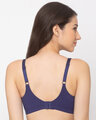 Shop Women's Navy Blue Full Support Cotton Non Padded Wirefree Full Coverage-Design