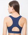Shop Women's Navyblue High Impact Cotton Padded Wirefree Sports Bra-Design
