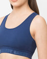 Shop Women's Navyblue High Impact Cotton Padded Wirefree Sports Bra-Full