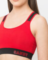 Shop Women's Red High Impact Cotton Padded Wirefree Sports Bra-Full