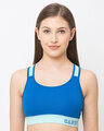 Shop Women's Royal Blue High Impact Cotton Padded Wirefree Sports Bra-Front