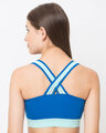 Shop Women's Royal Blue High Impact Cotton Padded Wirefree Sports Bra-Design