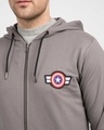 Shop Captain America Badge Zipper Hoodie