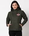 Shop Captain America Logo Puffer Jacket with Detachable Hood-Front
