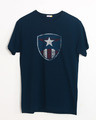 Shop Captain America Retro Shield Half Sleeve T-Shirt (AVL)-Front