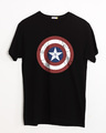 Shop Captain America Shield Half Sleeve T-Shirt (CA)-Front