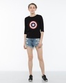 Shop Captain America Shield Round Neck 3/4th Sleeve T-Shirt (CA)-Full