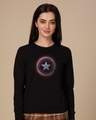 Shop Captain America Shield Version 2 Fleece Light Sweatshirt-Front