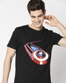 Shop Captain Shield Black Half Sleeves T-Shirt Black-Front