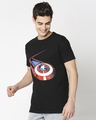 Shop Captain Shield Black Half Sleeves T-Shirt Black-Design
