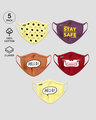 Shop 2-Layer Everyday Protective Masks - Pack of 5 (Cat AOP! Stay Safe! Hello ! X- Ray ! Hello)-Front