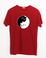 Shop Cat Yin Yang Half Sleeve T-Shirt-Front