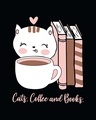 Shop Women's Black Cats Coffee And Books Graphic Printed Slim Fit T-shirt